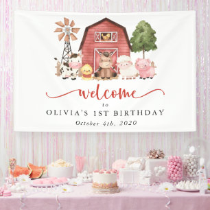 Farm Animals, Cute Animals, First Birthday Welcome Banner