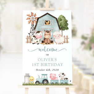 Farm Animals, Cute Animals, First Birthday Welcome Foam Board