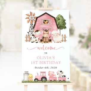Farm Animals, Cute Animals, First Birthday Welcome Foam Board