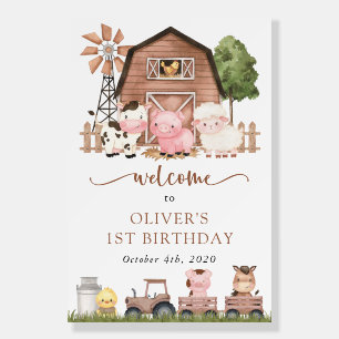 Farm Animals, Cute Animals, First Birthday Welcome Foam Board