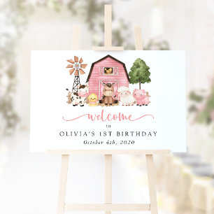 Farm Animals, Cute Animals, First Birthday Welcome Sign