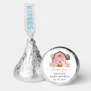 Farm Animals, Cute Animals, Pink Barn, Baby Shower Hershey®'s Kisses®