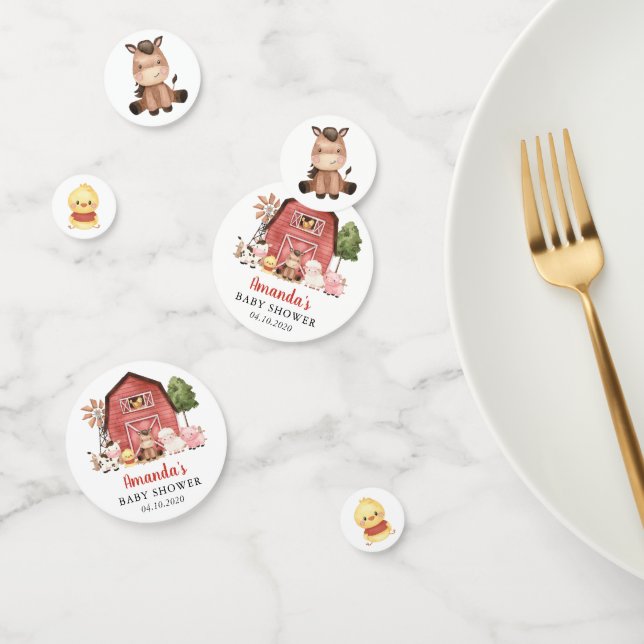 Farm Animals, Cute Animals, Red Barn, Baby Shower Confetti (Group)