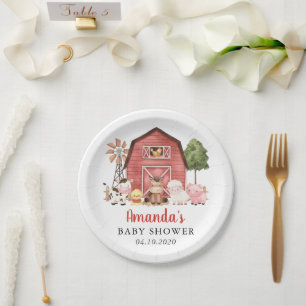 Farm Animals, Cute Animals, Red Barn, Baby Shower Paper Plates