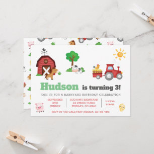 Farm Animals Cute Birthday Party - GLS Invitation