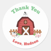 Farm Animals Cute Birthday Thank You - GLS Classic Round Sticker | Zazzle