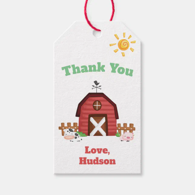 Farm Animals Cute Birthday Thank You - GLS Gift Tags | Zazzle