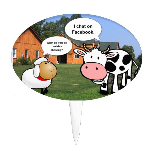Farm animals cute cartoon funny facebook chat cake topper (Front)