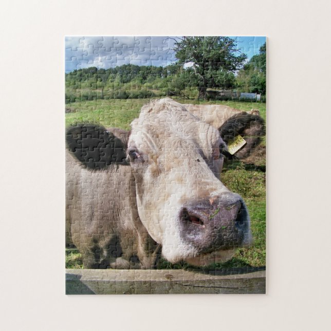 FARM ANIMALS, CUTE COW JIGSAW PUZZLE (Vertical)