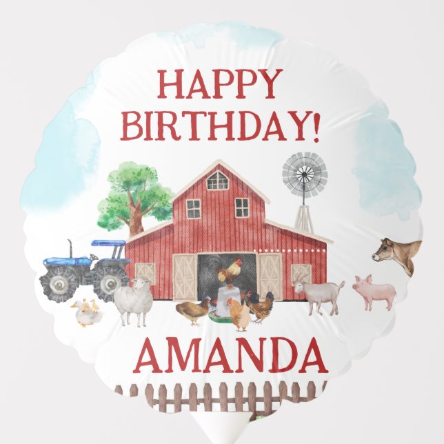 Farm Animals Cute Red Barnyard Farm Balloon (Front)