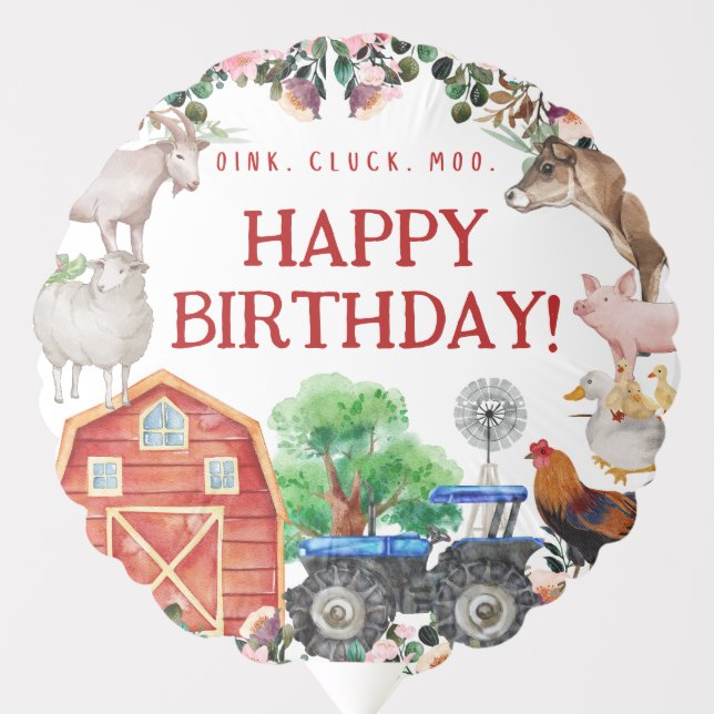 Farm Animals Cute Red Barnyard Farm Balloon (Front)