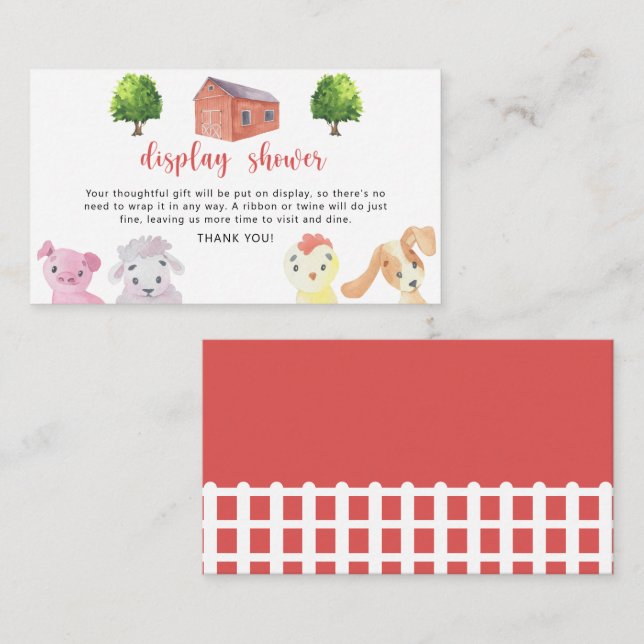 Farm animals - display shower enclosure card (Front/Back)
