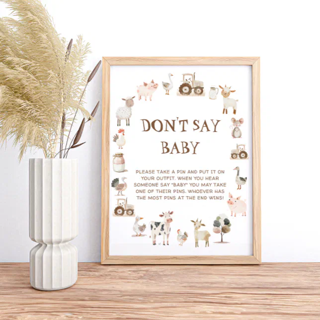 Farm Animals Dont Say Baby Game Poster | Zazzle