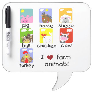 Farm Animals Dry Erase Board