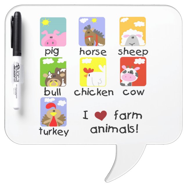 Farm Animals Dry Erase Board (Front)