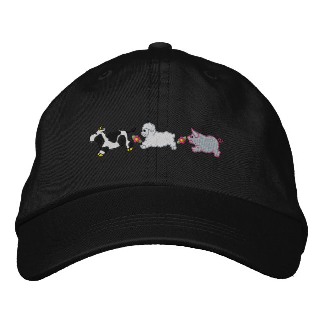 Farm Animals Embroidered Baseball Hat (Front)
