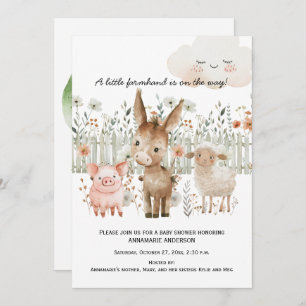 Farm Animals Farm Scene Gender Neutral Baby Shower Invitation
