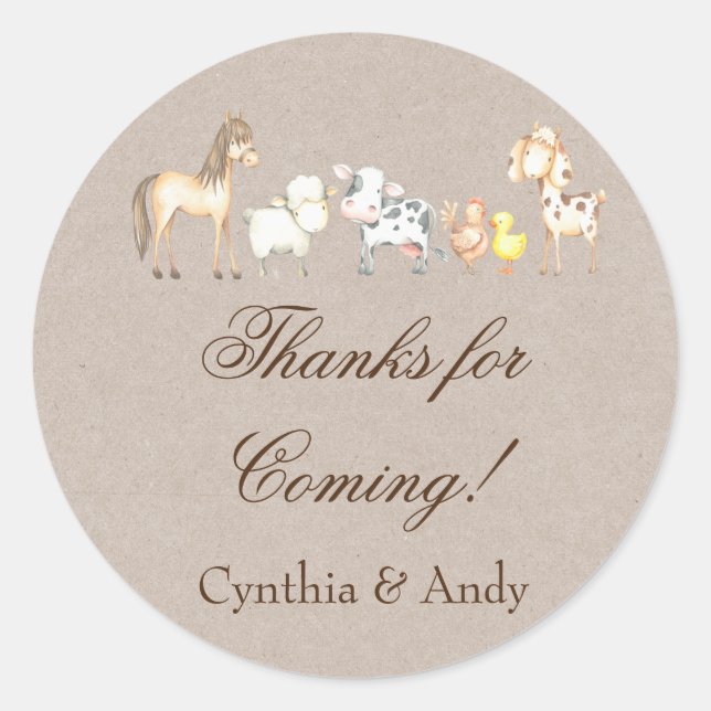 Farm Animals Favor Stickers | Custom Stickers (Front)