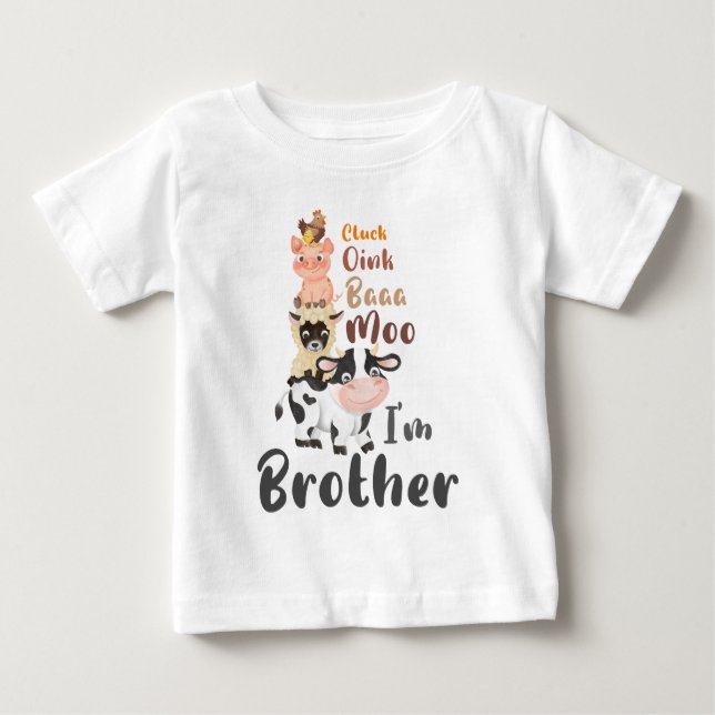 Farm Animals First Birthday Matching Brother Baby T-Shirt (Front)