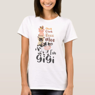 Farm Animals First Birthday Matching Gigi Grandma T-Shirt