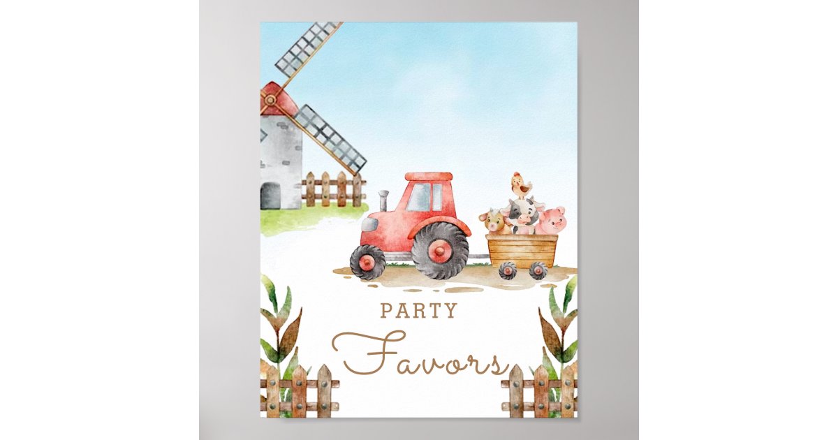 Farm Animals First Birthday Party Favors Poster | Zazzle