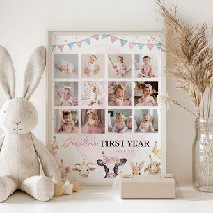 Farm Animals First Year Photo Milestone Poster