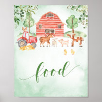 Farm animals food sign for boy baby shower