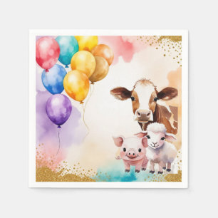 Farm Animals Fun Birthday Party Invite Napkins
