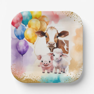 Farm Animals Fun Birthday Party Invite Paper Plates