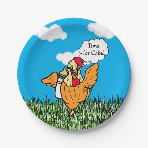 Farm Animals Funny Rooster Baby Shower Its a Boy Paper Plates