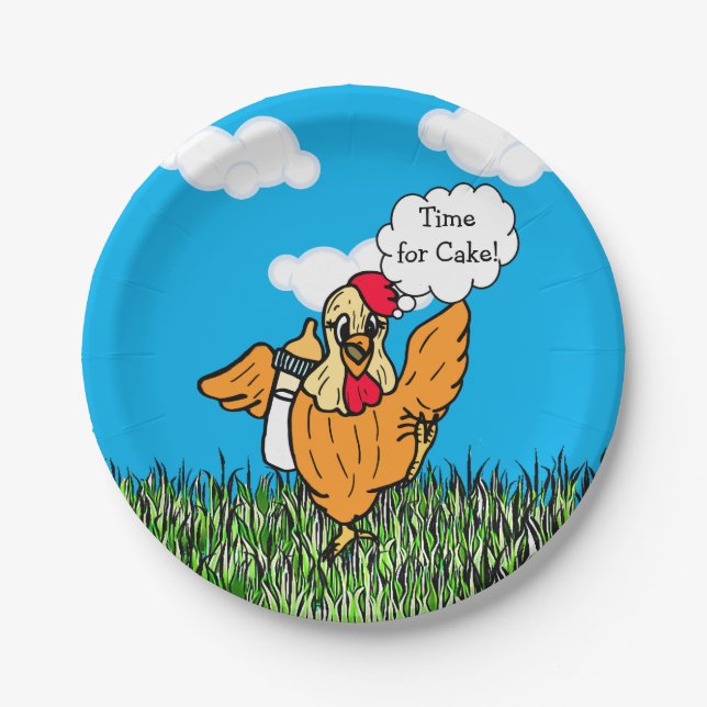 Farm Animals Funny Rooster Baby Shower Its a Boy Paper Plates (Front)