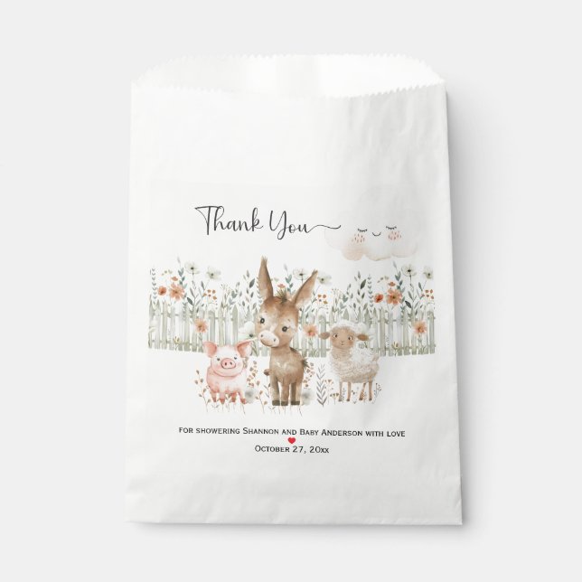 Farm Animals Gender Neutral Baby Shower | Favor Bag (Front)