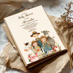 Farm Animals Gender Neutral Baby Shower Invitation