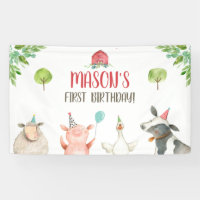 Farm Animals Girl Birthday Barnyard Backdrop