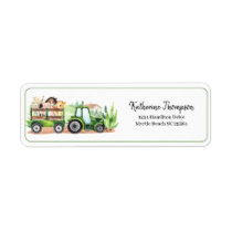 Farm Animals Green Tractor Boys Baby Shower Label