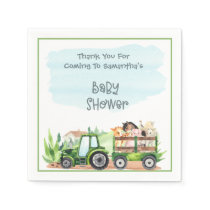 Farm Animals Green Tractor Boys Baby Shower  Napkins