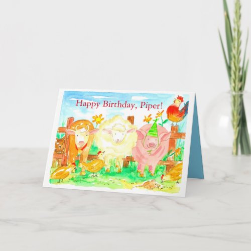 Farm Animals Happy Birthday Card