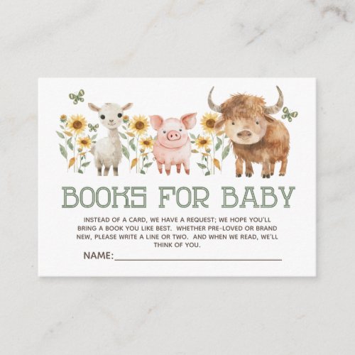 Farm Animals Highland Cow Books Baby Enclosure Card
