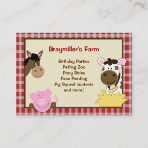 Farm Animals Horse, Cow, Pig Business Cards