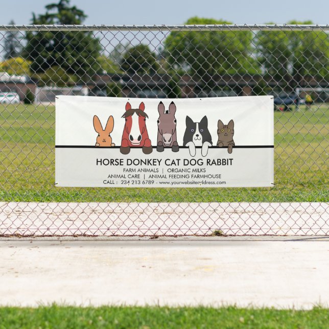 Farm Animals Horse Donkey Cat Dog Rabbit Banner (Insitu)