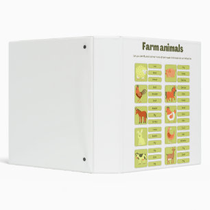 Farm Animals Identification Educational Worksheet 3 Ring Binder