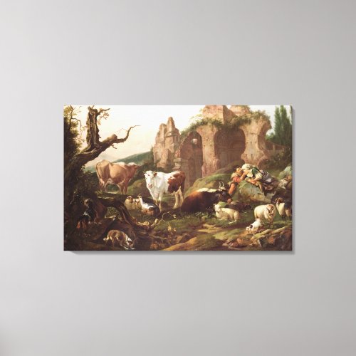 Farm animals in a landscape 1685 canvas print