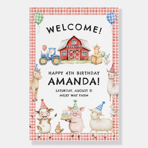 Farm Animals Kids Birthday Foam Board Welcome Sign