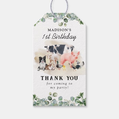 Farm Animals Kids Birthday Party Gift Tags