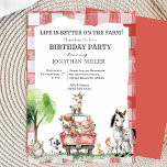 Farm Animals Kids Birthday Party Invitation<br><div class="desc">Yeehaw! Round up the kiddos and get ready for a barnyard bash with our Farm Animals Kids Birthday Party Invitation! Featuring a colorful farmyard scene, this charming invitation showcases a cheerful red truck surrounded by adorable farm animals, including a playful goat, curious cow, snuggly pig, loyal dog, cuddly cat, quacking...</div>