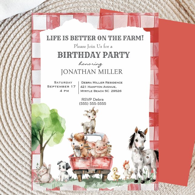 Farm Animals Kids Birthday Party Invitation (Creator Uploaded)