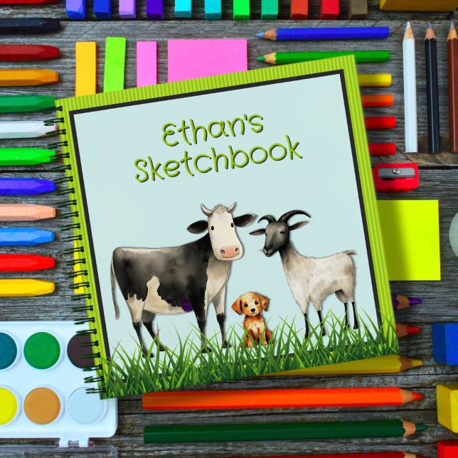 Farm Animals Kids Personalized Sketchbook Journal (Creator Uploaded)
