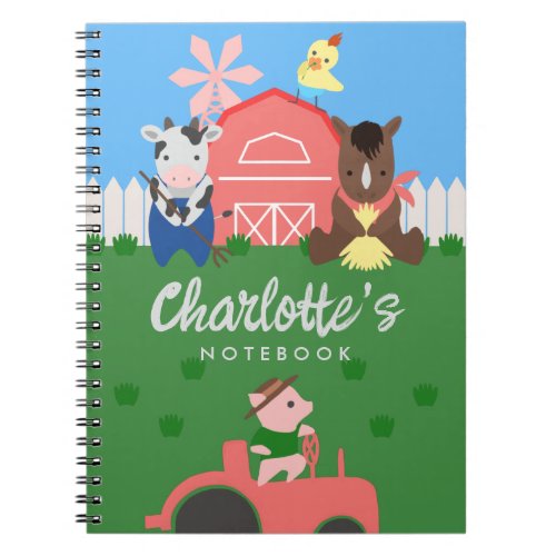 Farm Animals Kids Spiral Notebook