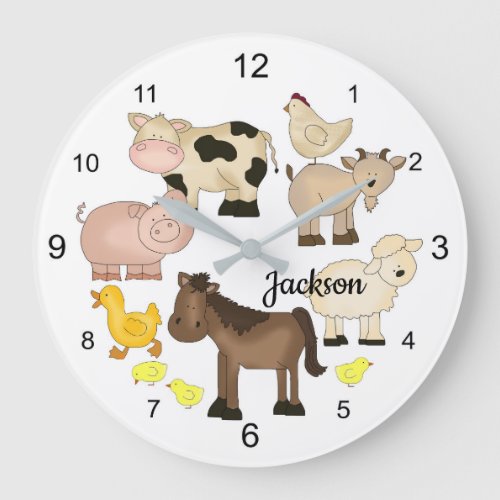 Farm Animals  Large Clock