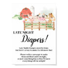 Farm Animals Late Night Diapers Baby Shower sign